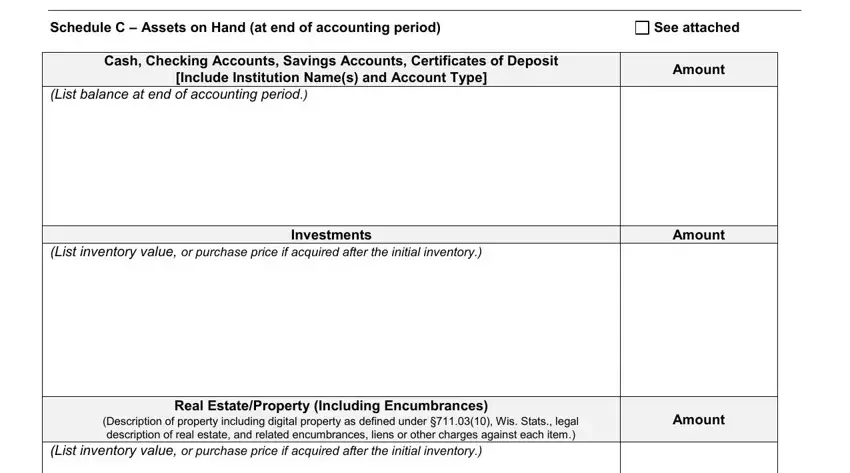 Amount, Cash Checking Accounts Savings, and Amount inside fillable form gn
