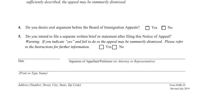 Part number 2 for submitting form eoir 29 uscis