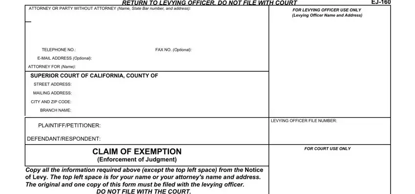 Step number 1 in completing claim for exemption form form