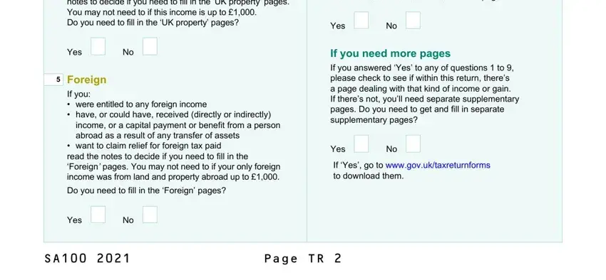 If you received income from UK, Some less common kinds of income, and Yes of sa100