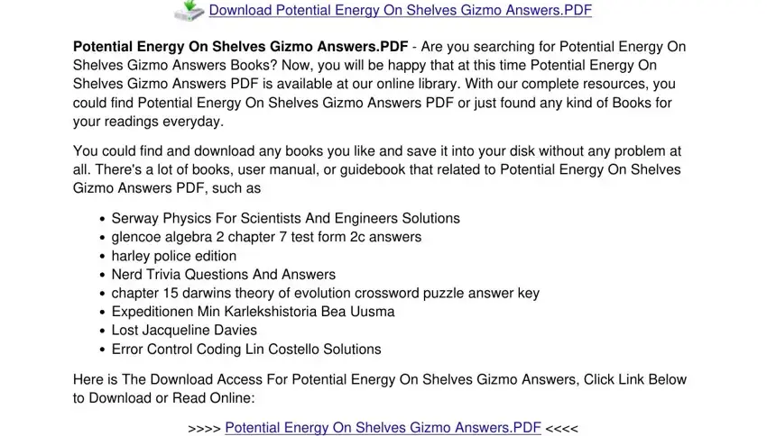 Filling out part 1 of potential energy shelves gizmo answers