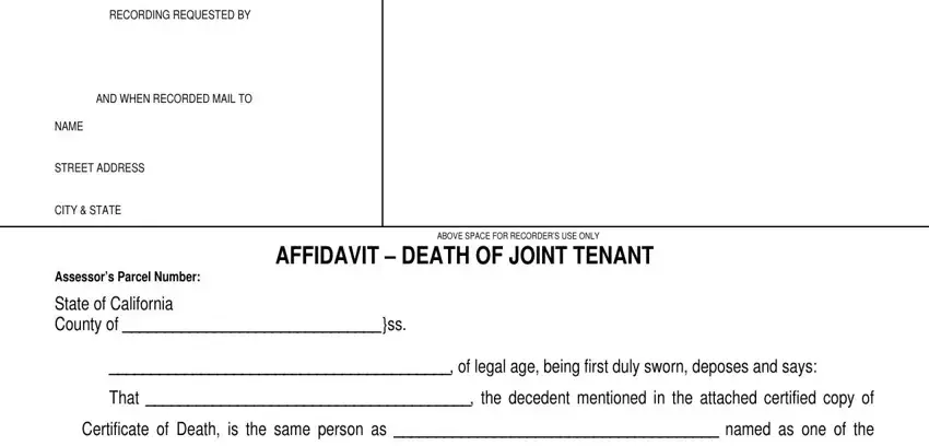Part # 1 of filling in affidavit of tenant