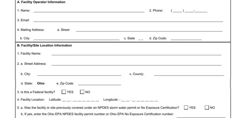 Filling out section 1 of Form Epa 4239