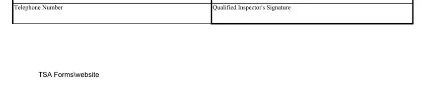 TSA Formswebsite, Telephone Number, and Qualified Inspectors Signature of tow truck equipment list