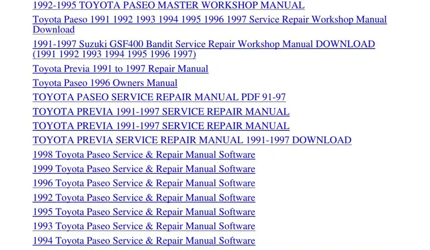 Filling out part 3 of toyota paseo repair manual