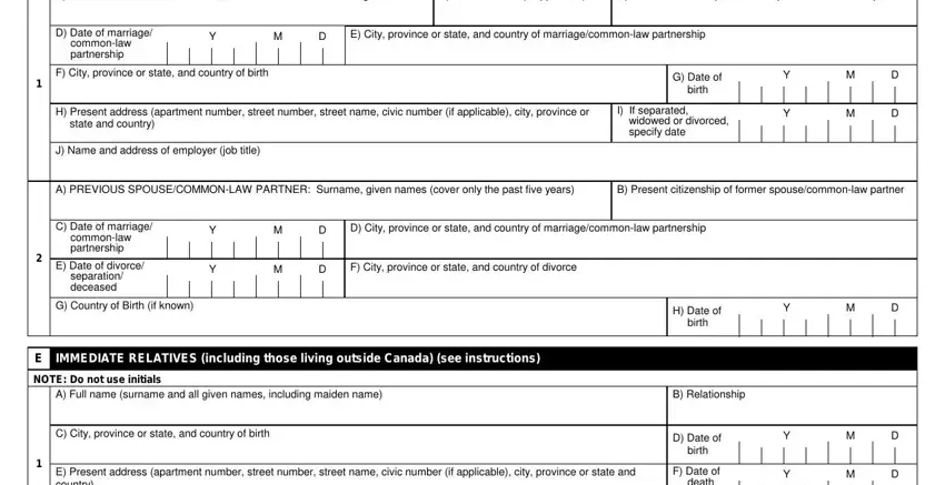 F City province or state and, E Date of divorce separation, and B Maiden Name if applicable of 330 60e security clearance form