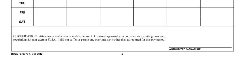Part no. 4 in filling out deca form 70 4 time attendance