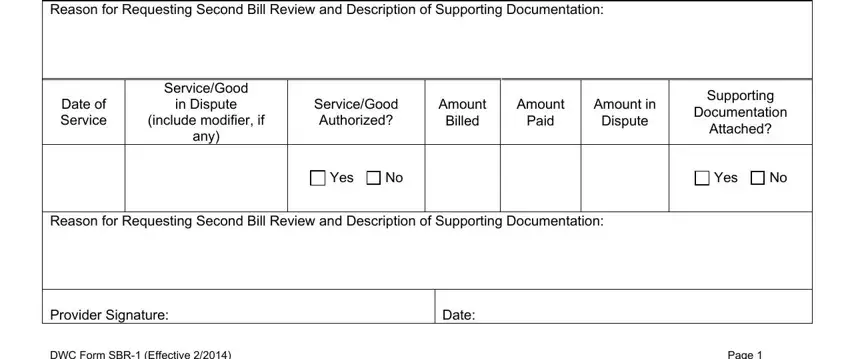 Filling out segment 2 of provider medical dispute form