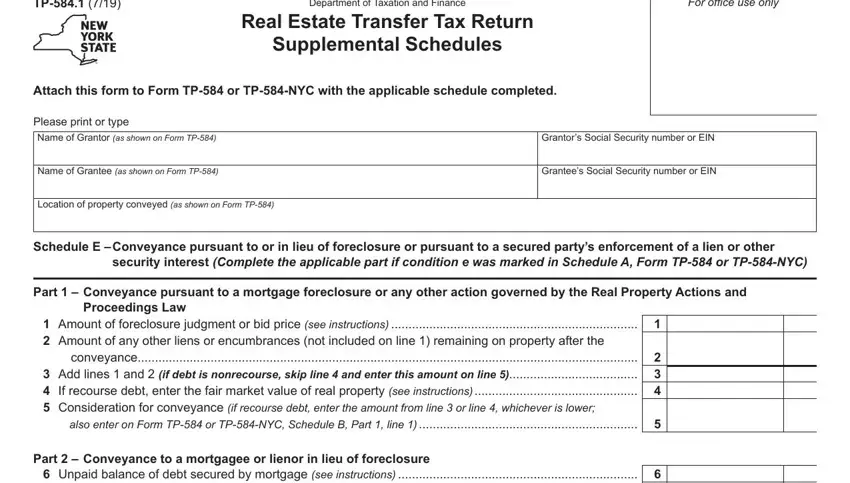 Filling out segment 1 in tp584 1 fill in