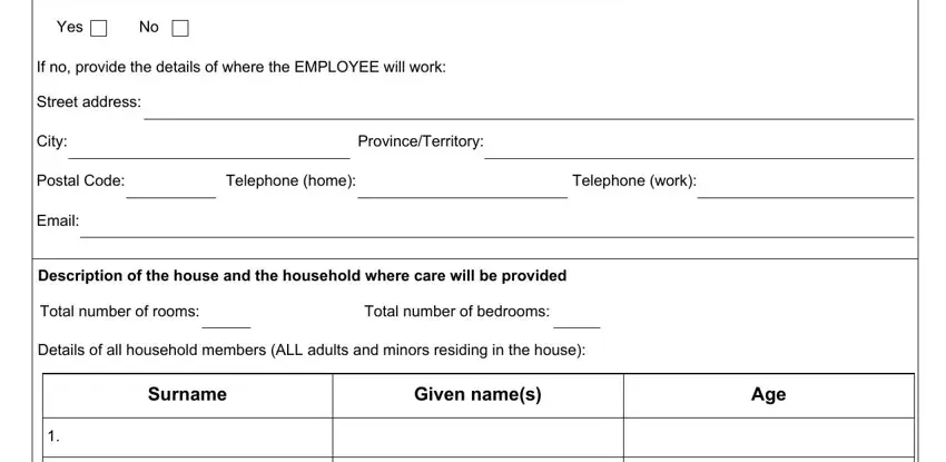 Email, Will the EMPLOYEE work at, and ProvinceTerritory inside esdc emp5604 form
