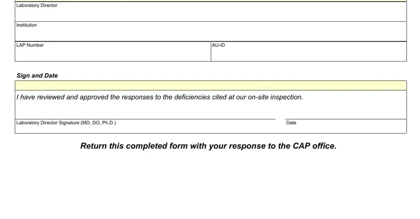 Step no. 1 in filling in cap defieciency response form
