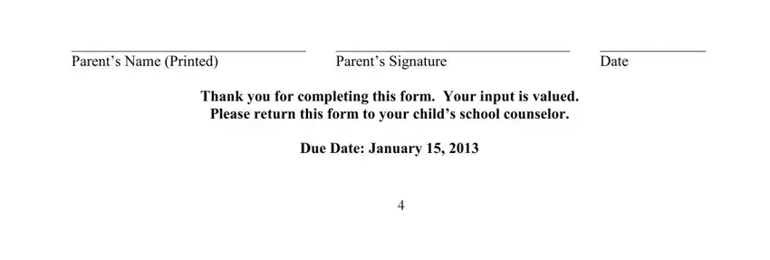 Parents Signature, Date, and Thank you for completing this form inside grassfield stem program