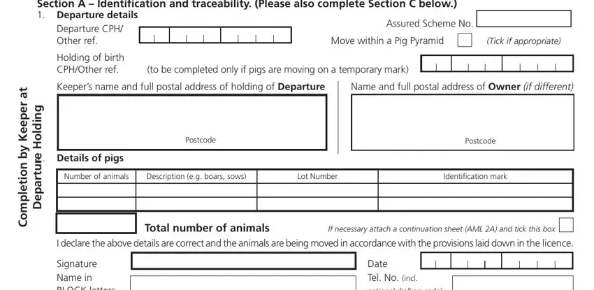 Step number 1 in filling out pig movement