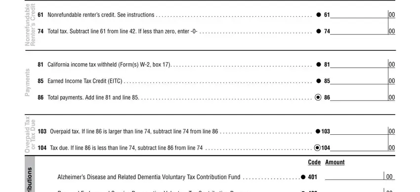 How to fill in california form 540nr tax stage 5