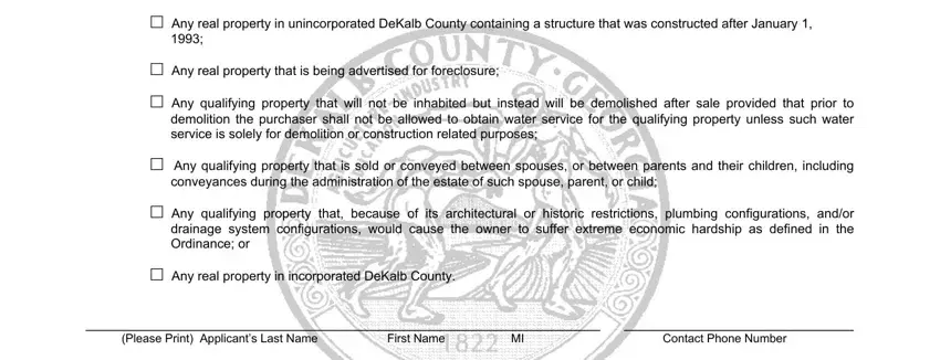 Completing segment 1 of dekalb county water exemption form