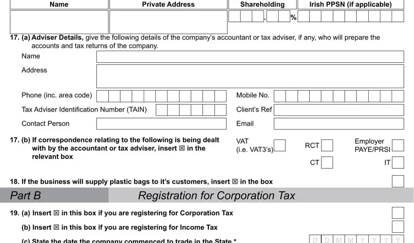 accounts and tax returns of the, Irish PPSN if applicable, and relevant box inside form tr2 ft