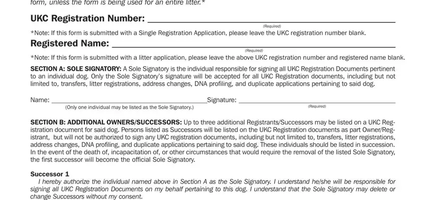 A way to fill out sole signatory step 1