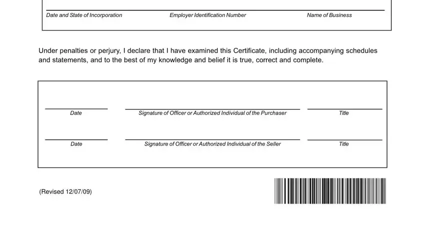 Revised, Signature of Officer or Authorized, and Title in delaware resale certificate