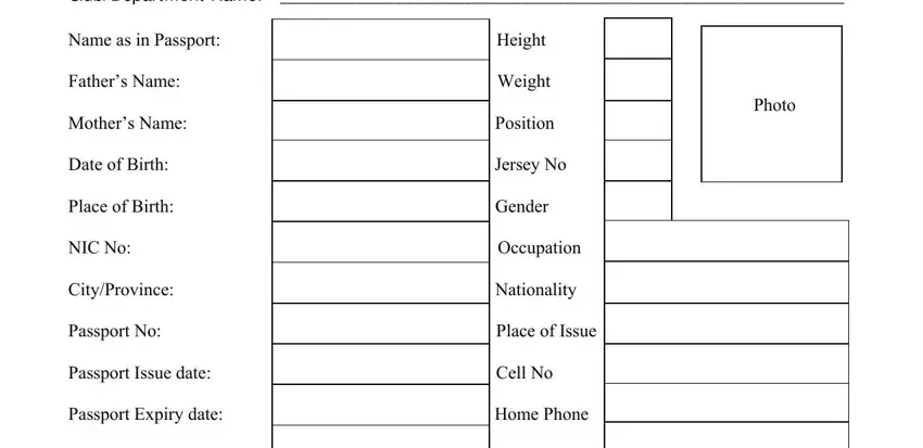 Filling in segment 1 in football club registration form