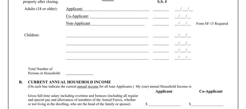 property after closing, Total Number of Persons in, and CoApplicant of insurer