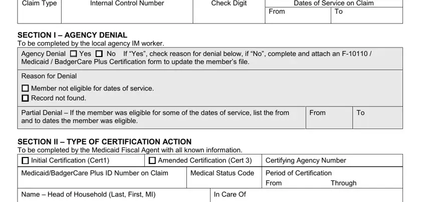 Filling out section 1 of Form F 10111