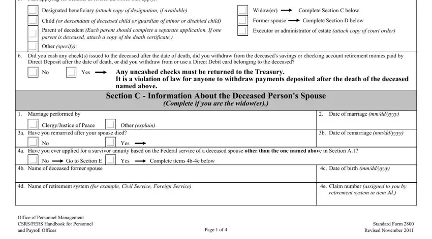 Filling in part 3 of application for death benefits