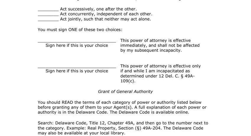 Completing part 4 in power of attorney delaware