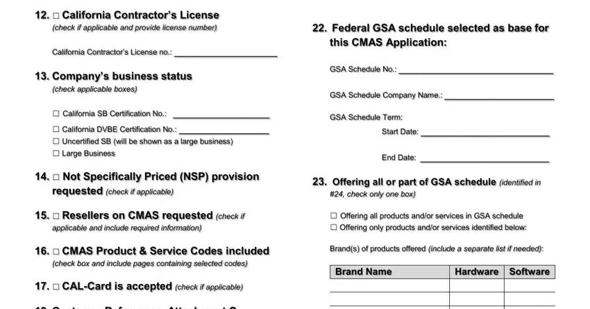 Filling out segment 4 of ca contract application