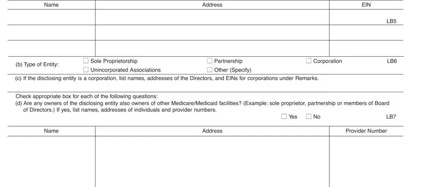 Filling in segment 2 of disclosure of ownership form template