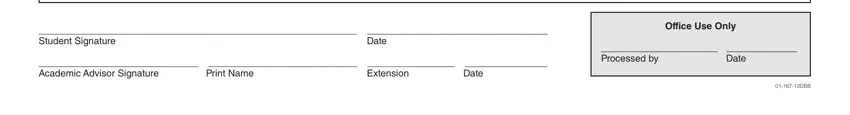 Processed by Date, Extension, and Date in Nsu Student Transaction Form