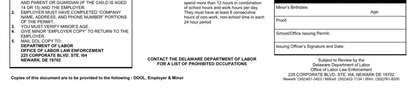 Completing section 2 of labor issuing delaware