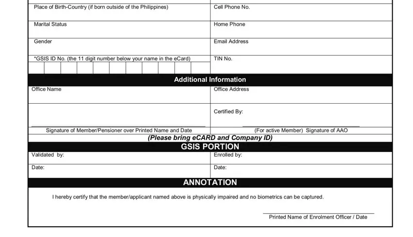 Writing segment 2 in gsis customer information record form
