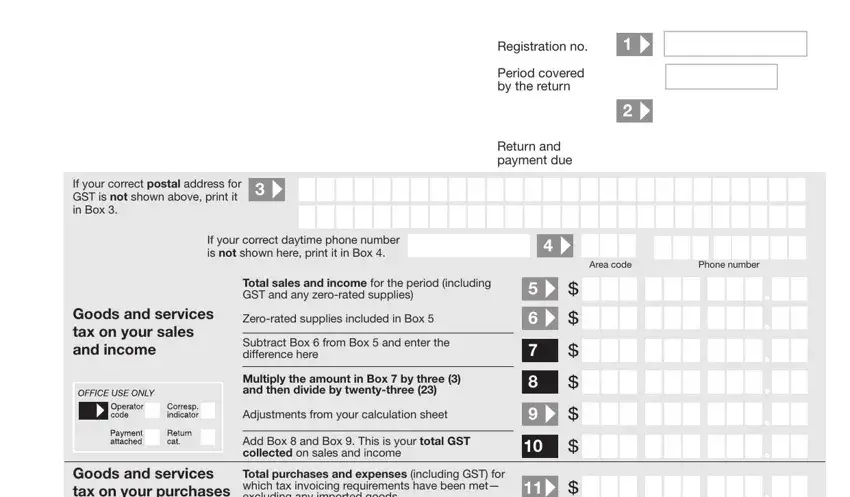 Filling out part 1 in gst 101 form