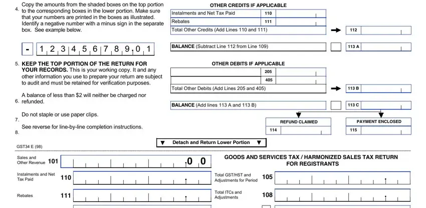 Filling in part 2 of gst form
