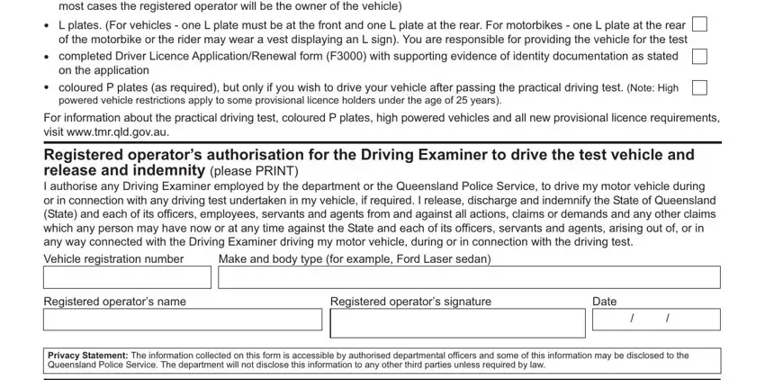 Vehicle registration number, For information about the, and coloured P plates as required but inside driving test appointment sheet
