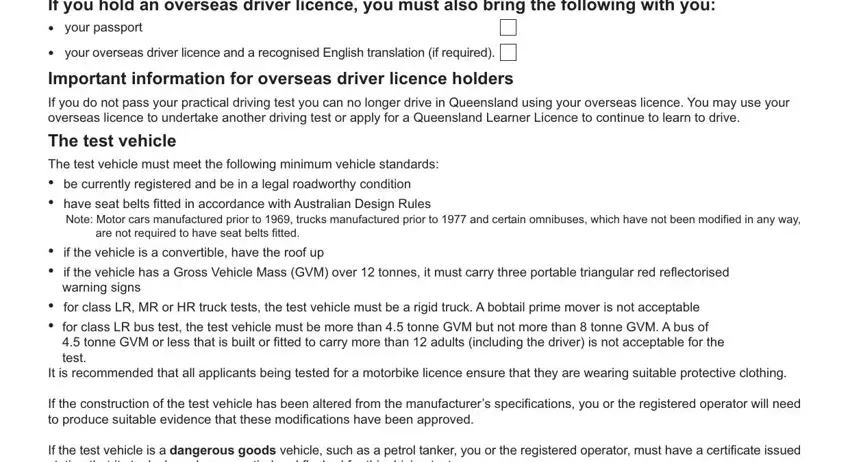 The test vehicle must meet the, Important information for overseas, and If you hold an overseas driver of driving test appointment sheet