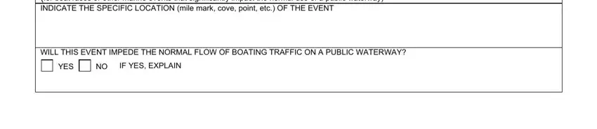 WILL THIS EVENT IMPEDE THE NORMAL, YES, and SECTION B  SPECIFIC INFORMATION in missouri water patrol regatta