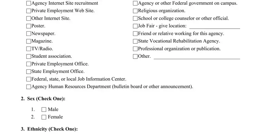 Part # 2 for filling out Demographic Information On Applicant Form