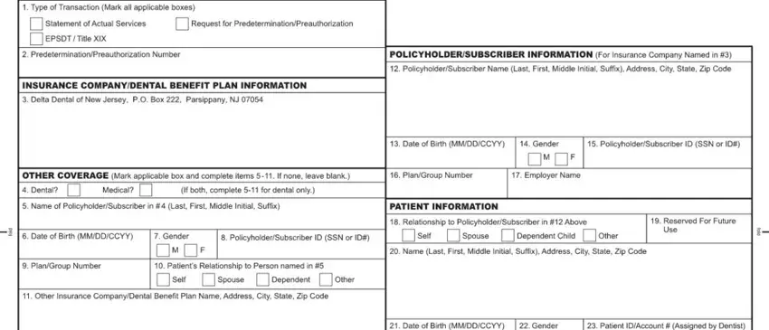 Filling out segment 1 of ada claim form 2019