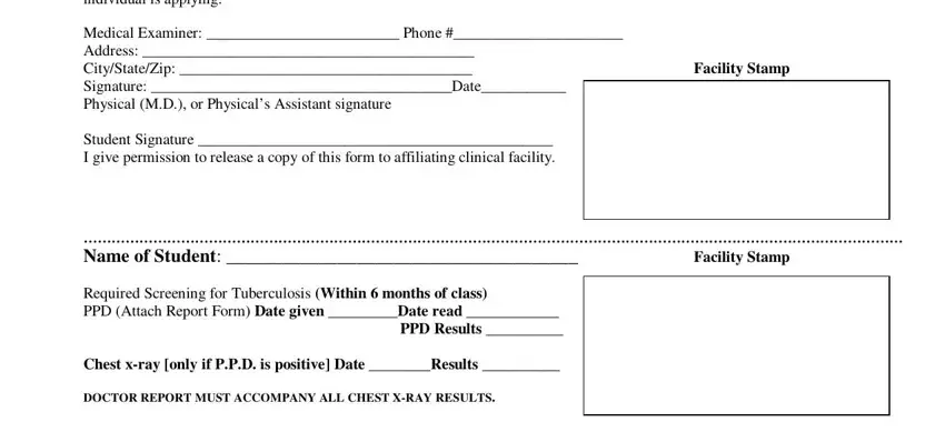 Filling in segment 2 in cna physical exam form
