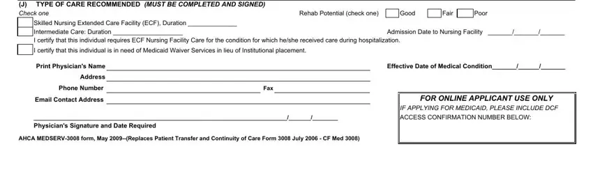 Part no. 3 of filling out nursing facility home form