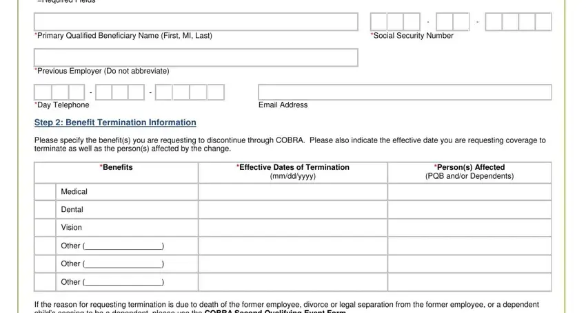 Tips on how to fill in cobra termination form portion 1
