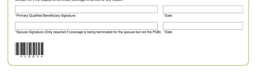 Step no. 2 of filling out cobra termination form