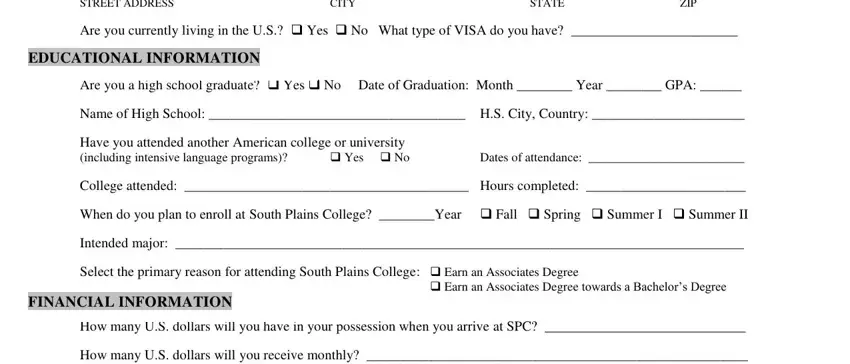 Part no. 2 for submitting South Plains College Application Form 
