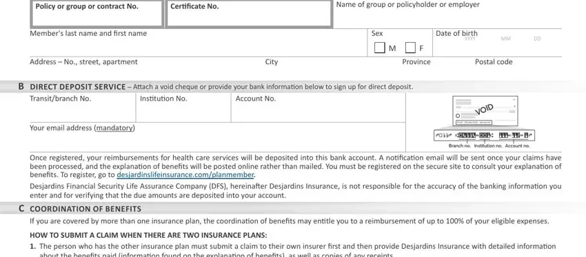 How to fill in insurer step 1