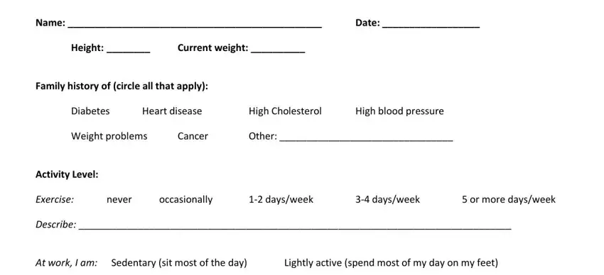Part # 1 of completing nutrition intake form template