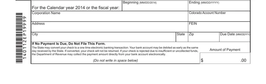 Step no. 2 for filling out Colorado Form 1Dr 0112Ep