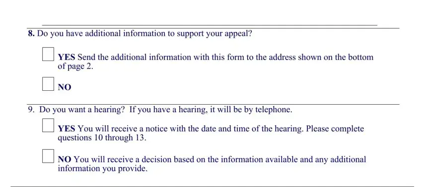 Part number 2 for filling in ssa 1021 appeal form