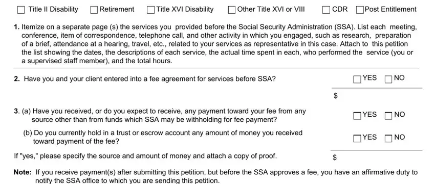 Title II Disability, YES, and Title XVI Disability in form ssa 1560 u4