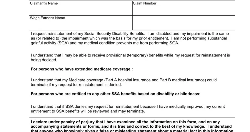 Filling out section 1 of ssa 371 for